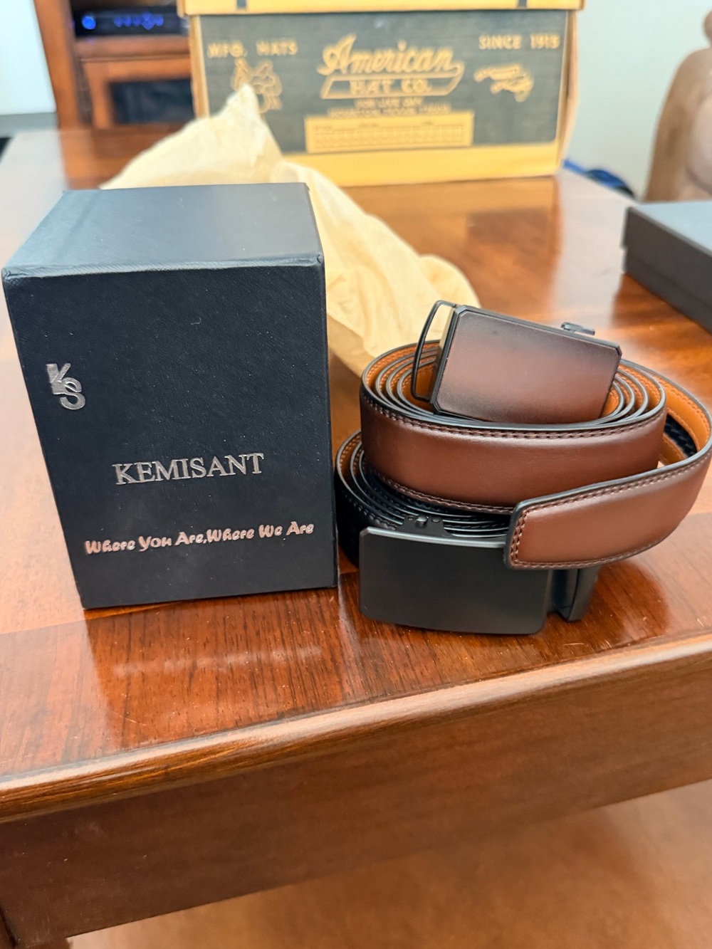 KEMISANT Men Belt 2 Pack, 48”-56”Waist Adjustable, 2pack-black/Deep Brown